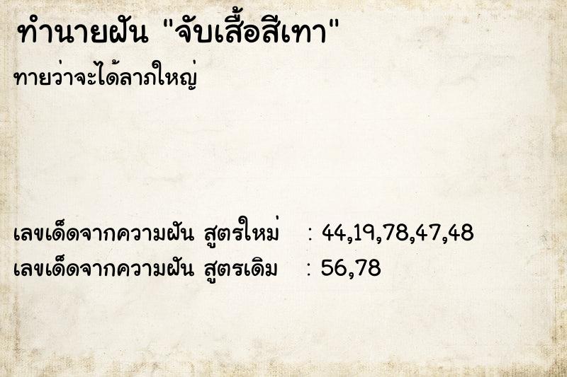 ทำนายฝัน จับเสื้อสีเทา ทำนายฝัน จับเสื้อสีเทา