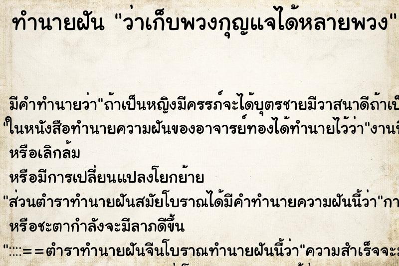 ทำนายฝันว่าเก็บพวงกุญแจได้หลายพวง ทำนายฝันทำนายฝันว่าเก็บพวงกุญแจได้หลายพวง