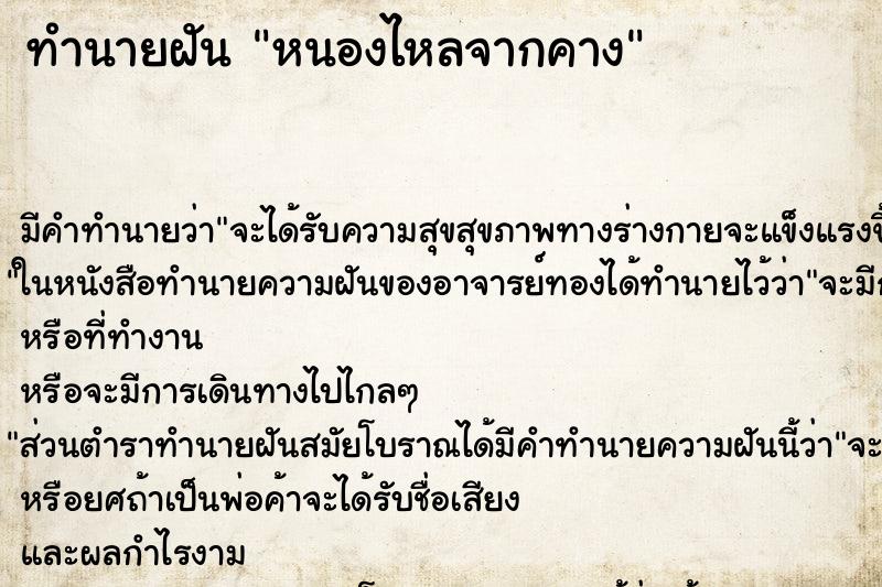 ทำนายฝัน หนองไหลจากคาง ทำนายฝัน หนองไหลจากคาง