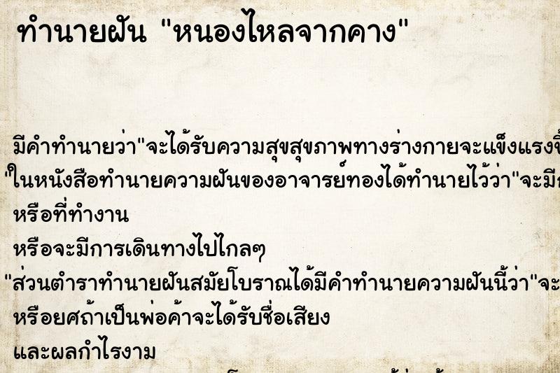 ทำนายฝัน หนองไหลจากคาง ตำราโบราณ แม่นที่สุดในโลก