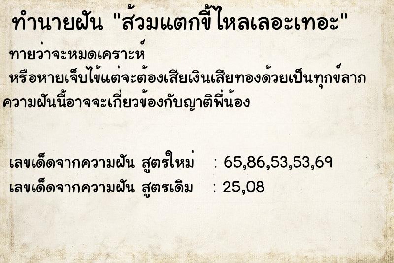 ทำนายฝันทำนายฝันส้วมแตกขี้ไหลเลอะเทอะ