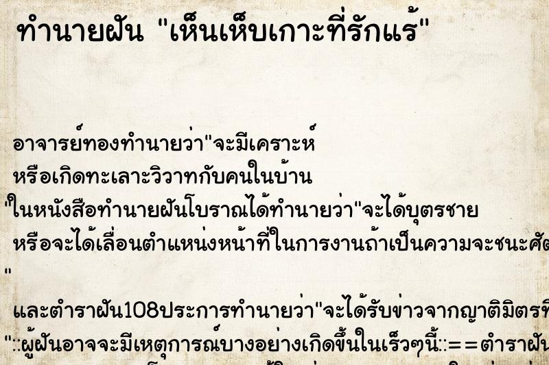 ทำนายฝันทำนายฝันเห็นเห็บเกาะที่รักแร้
