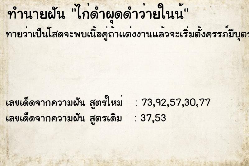 ทำนายฝัน ไก่ดำผุดดำว่ายในน้ ตำราโบราณ แม่นที่สุดในโลก