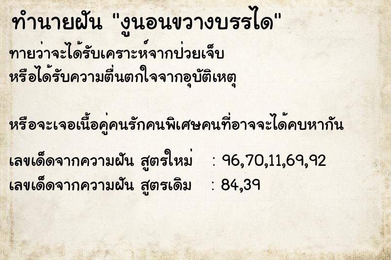 ทำนายฝันงูนอนขวางบรรได ทำนายฝันทำนายฝันงูนอนขวางบรรได