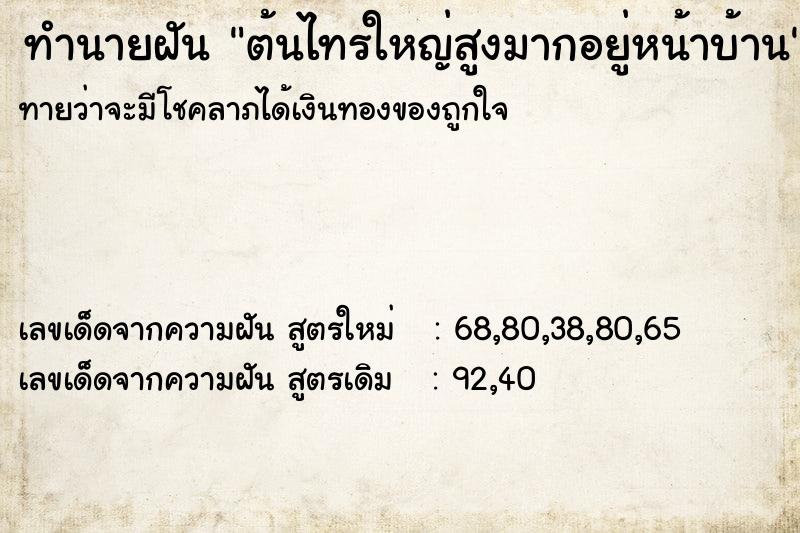 ทำนายฝันทำนายฝันต้นไทรใหญ่สูงมากอยู่หน้าบ้าน