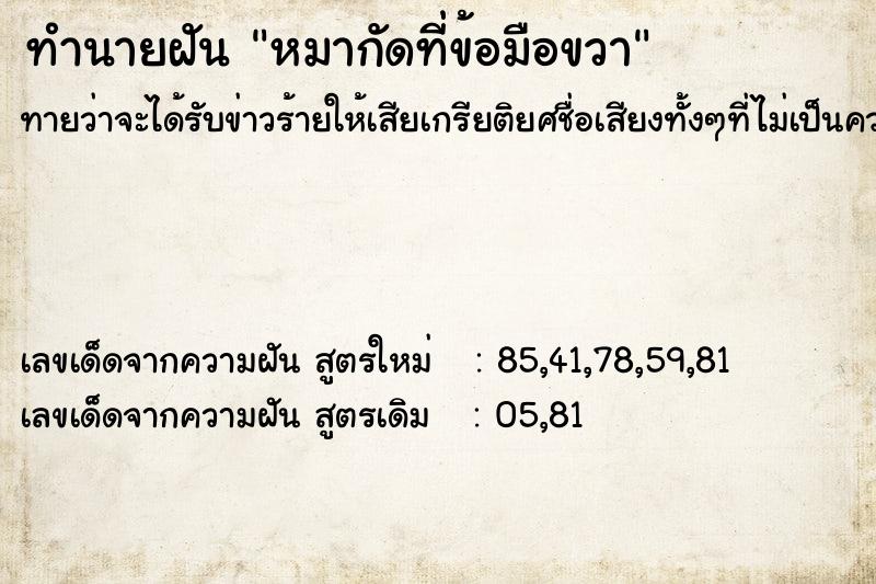ทำนายฝันทำนายฝันหมากัดที่ข้อมือขวา