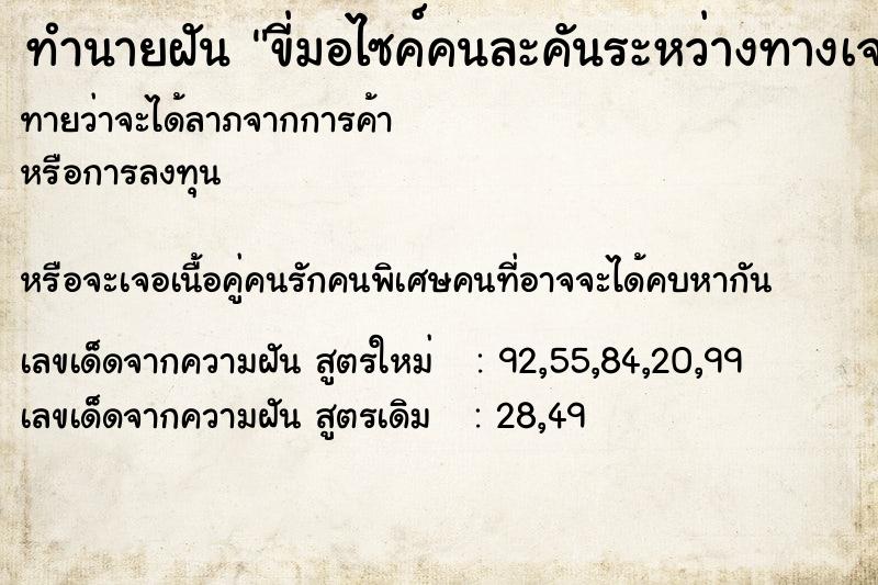 ทำนายฝันทำนายฝันขี่มอไซค์คนละคันระหว่างทางเจองูเลื้อยขวาง2ตัว