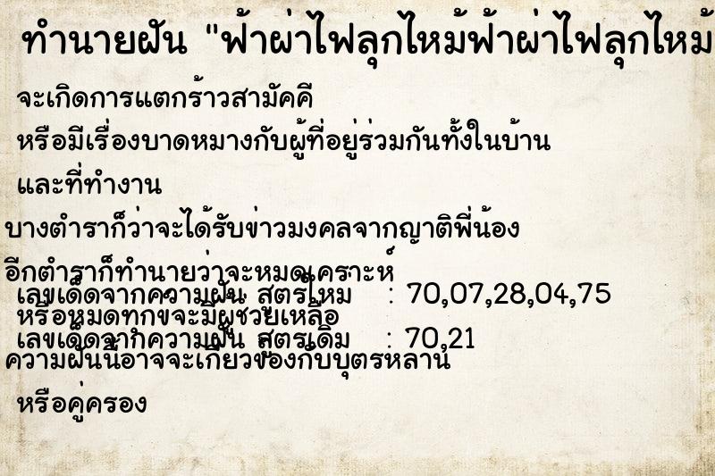 ทำนายฝันฟ้าผ่าไฟลุกไหม้ฟ้าผ่าไฟลุกไหม้ ทำนายฝันทำนายฝันฟ้าผ่าไฟลุกไหม้ฟ้าผ่าไฟลุกไหม้