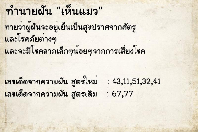 ทำนายฝัน เห็นแมว ทำนายฝัน เห็นแมว