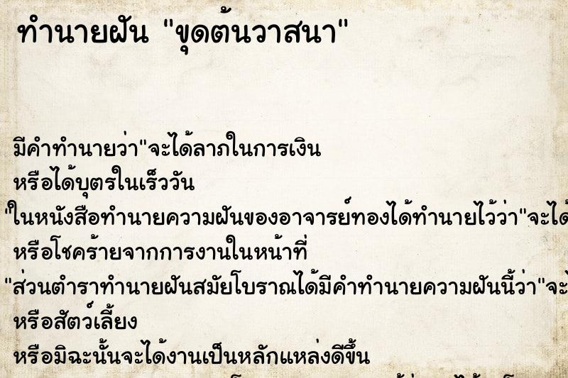 ทำนายฝันขุดต้นวาสนา ทำนายฝันทำนายฝันขุดต้นวาสนา