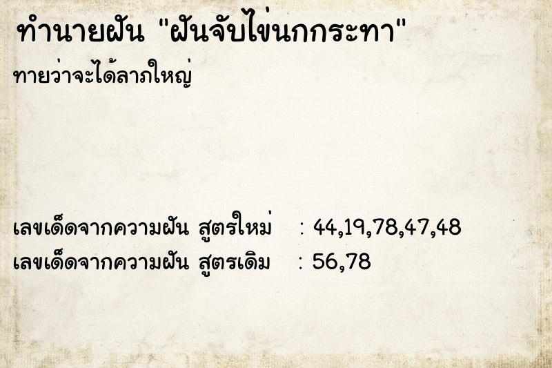 ทำนายฝันฝันจับไข่นกกระทา ทำนายฝันทำนายฝันฝันจับไข่นกกระทา