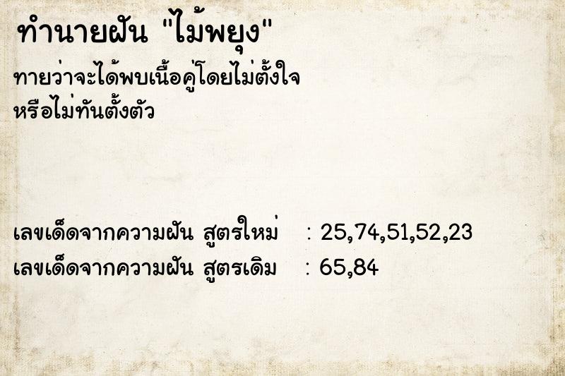 ทำนายฝันทำนายฝันไม้พยุง