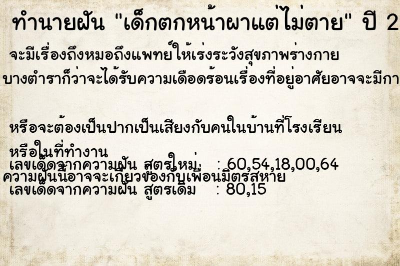 ทำนายฝัน เด็กตกหน้าผาแต่ไม่ตาย ทำนายฝัน เด็กตกหน้าผาแต่ไม่ตาย