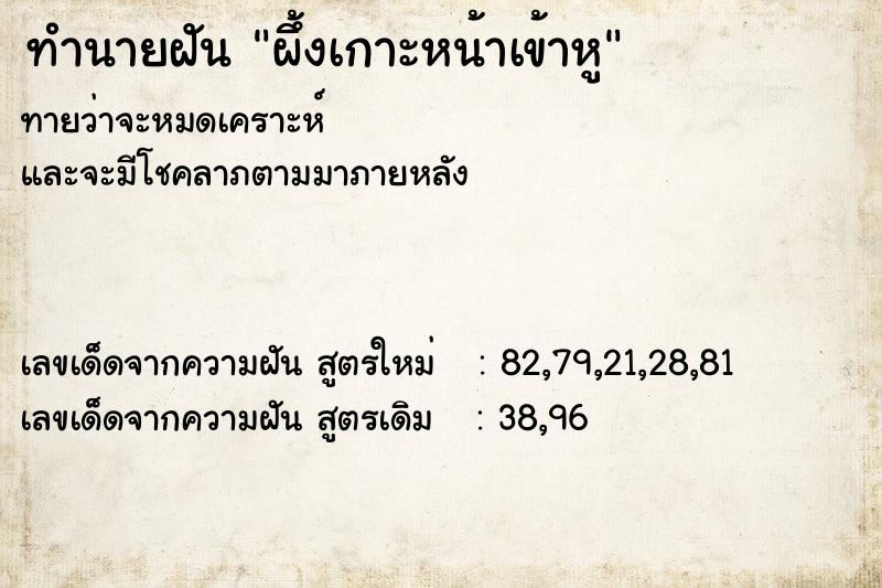 ทำนายฝัน ผึ้งเกาะหน้าเข้าหู ทำนายฝัน ผึ้งเกาะหน้าเข้าหู