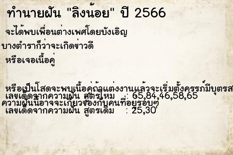 ทำนายฝันลิงน้อย ทำนายฝันทำนายฝันลิงน้อย