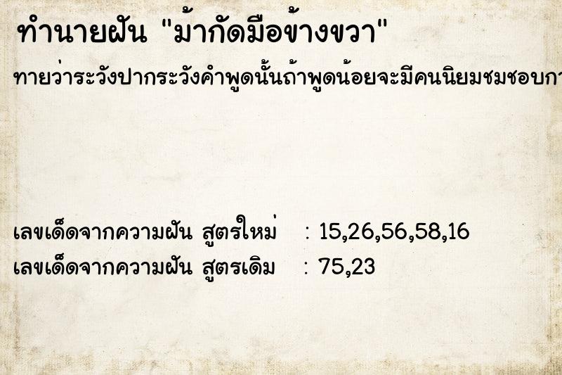 ทำนายฝัน ม้ากัดมือข้างขวา