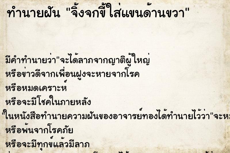 ทำนายฝัน จิ้งจกขี้ใส่แขนด้านขวา