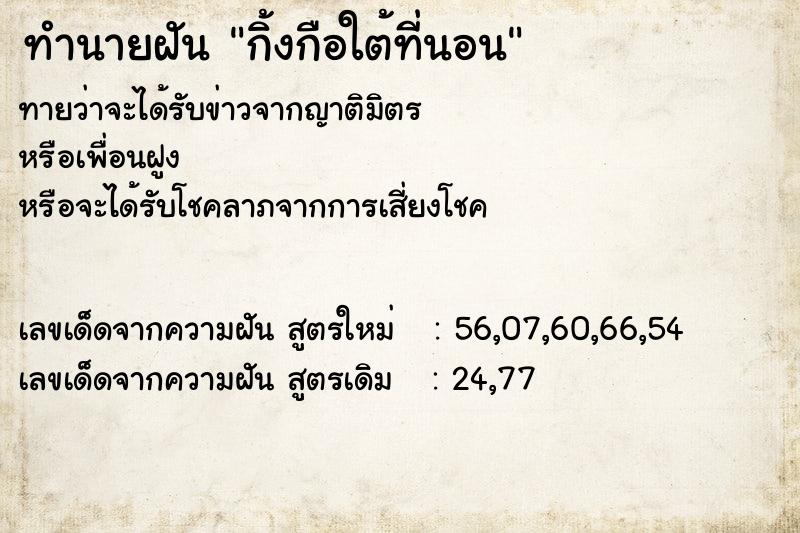ทำนายฝันกิ้งกือใต้ที่นอน ทำนายฝันทำนายฝันกิ้งกือใต้ที่นอน