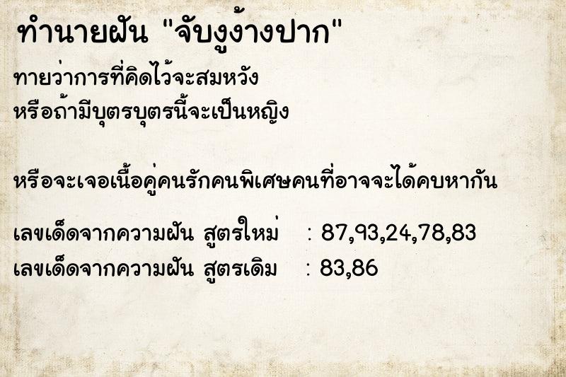 ทำนายฝันทำนายฝันจับงูง้างปาก