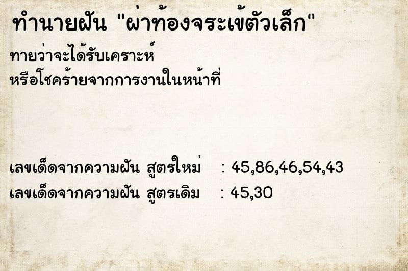 ทำนายฝันทำนายฝันผ่าท้องจระเข้ตัวเล็ก