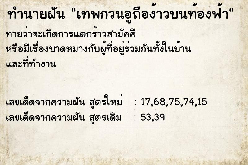 ทำนายฝันทำนายฝันเทพกวนอูถือง้าวบนท้องฟ้า