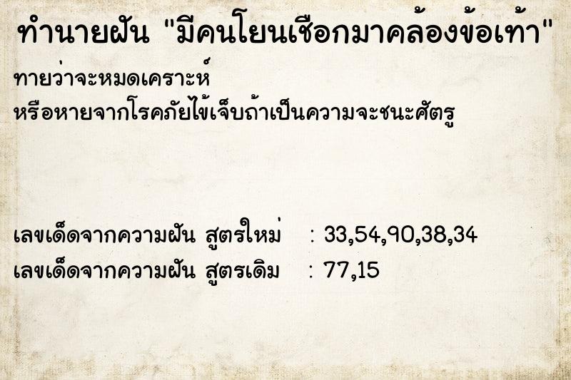 ทำนายฝันทำนายฝันมีคนโยนเชือกมาคล้องข้อเท้า