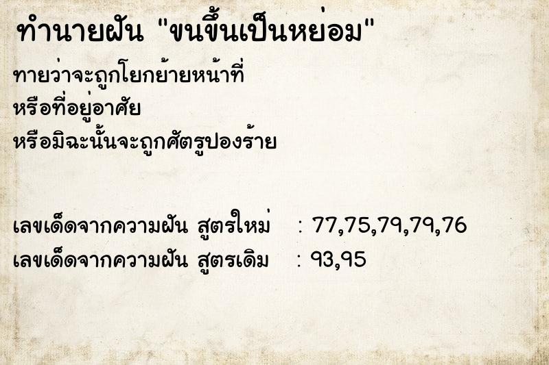 ทำนายฝันทำนายฝันขนขึ้นเป็นหย่อม