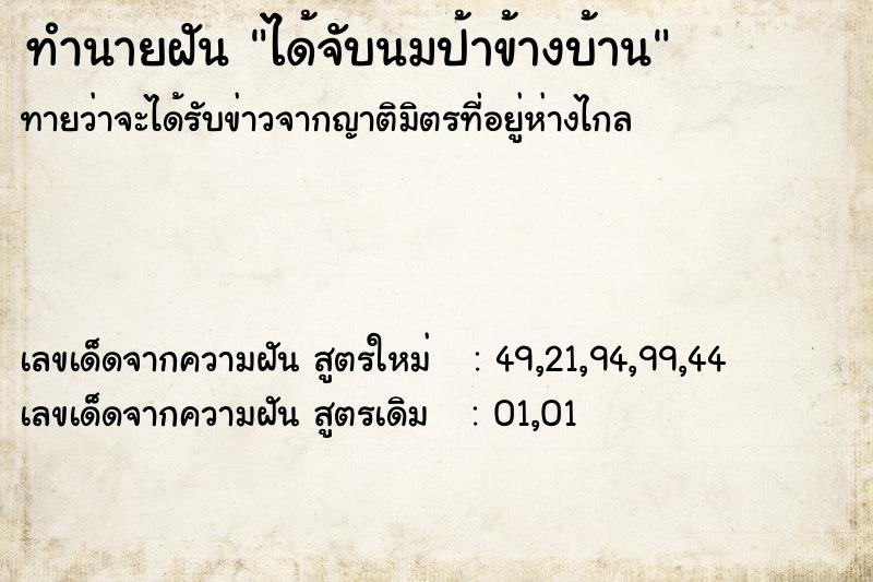 ทำนายฝันได้จับนมป้าข้างบ้าน ทำนายฝันทำนายฝันได้จับนมป้าข้างบ้าน