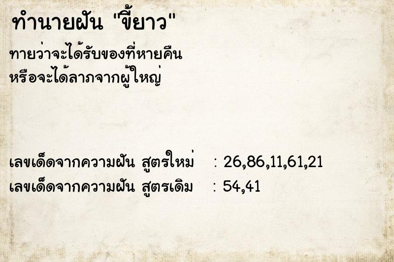 ทำนายฝัน ขี้ยาว ทำนายฝัน ขี้ยาว