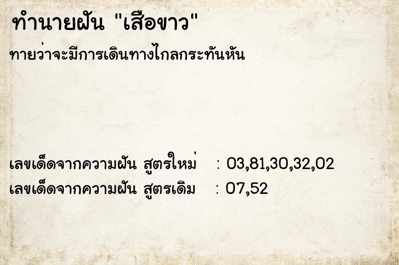 ทำนายฝันเสือขาว ทำนายฝันทำนายฝันเสือขาว