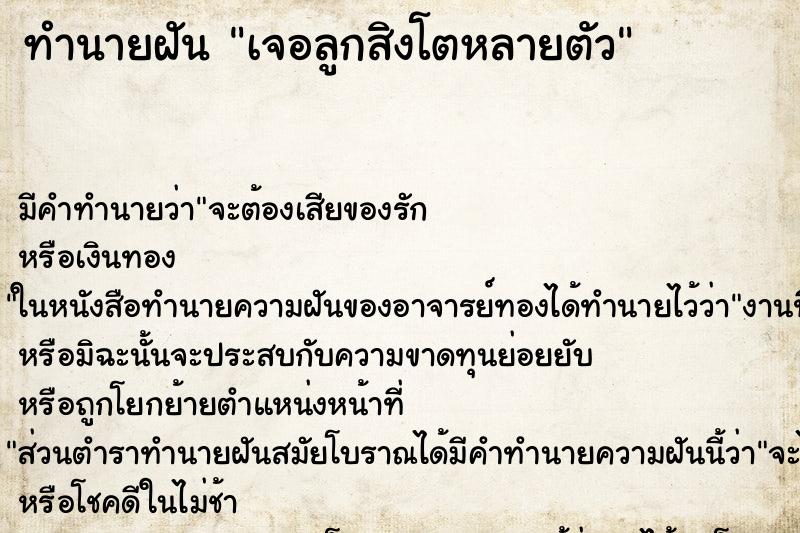 ทำนายฝัน เจอลูกสิงโตหลายตัว ทำนายฝัน เจอลูกสิงโตหลายตัว