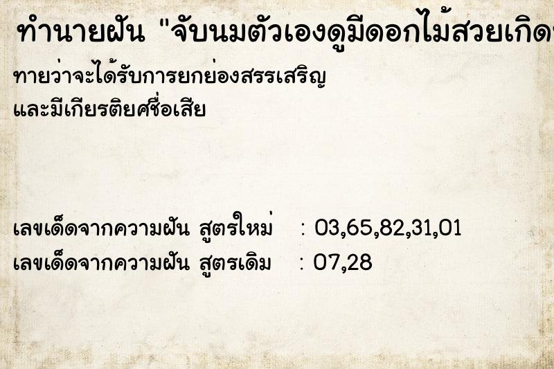 ทำนายฝันจับนมตัวเองดูมีดอกไม้สวยเกิดที่นมตัข้างละ4ดอกวเอง ทำนายฝันทำนายฝันจับนมตัวเองดูมีดอกไม้สวยเกิดที่นมตัข้างละ4ดอกวเอง