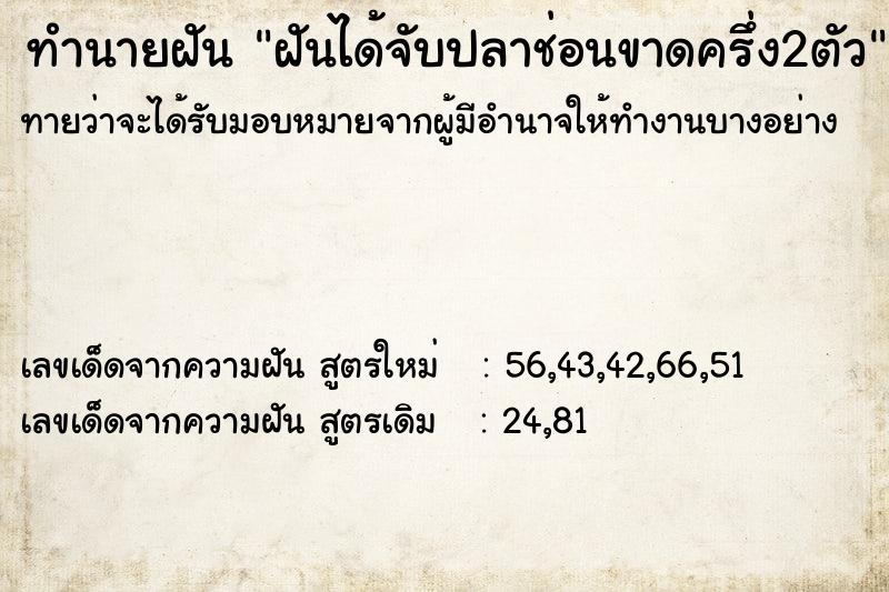 ทำนายฝัน ฝันได้จับปลาช่อนขาดครึ่ง2ตัว