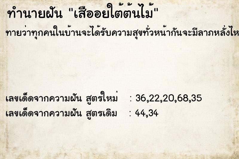 ทำนายฝัน เสืออยใต้ต้นไม้ ทำนายฝัน เสืออยใต้ต้นไม้