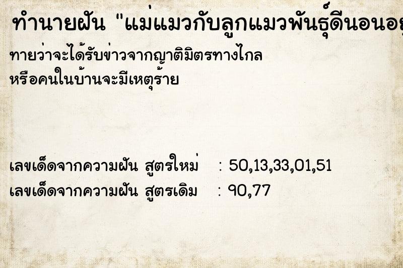 ทำนายฝันแม่แมวกับลูกแมวพันธุ์ดีนอนอยู่ ทำนายฝันทำนายฝันแม่แมวกับลูกแมวพันธุ์ดีนอนอยู่