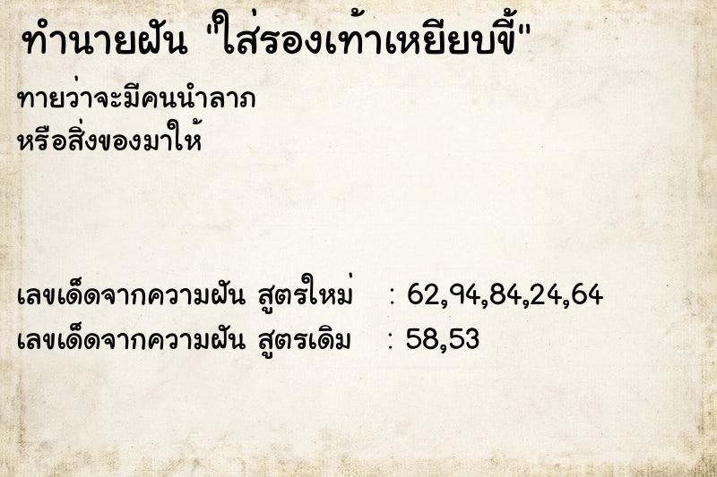 ทำนายฝัน ใส่รองเท้าเหยียบขี้ ทำนายฝัน ใส่รองเท้าเหยียบขี้