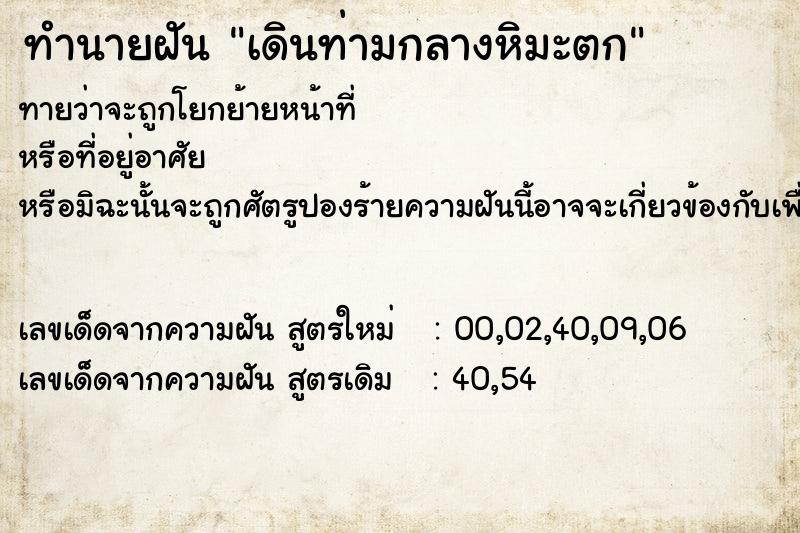 ทำนายฝันทำนายฝันเดินท่ามกลางหิมะตก