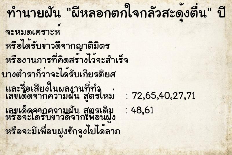 ทำนายฝัน ผีหลอกตกใจกลัวสะดุ้งตื่น ทำนายฝัน ผีหลอกตกใจกลัวสะดุ้งตื่น