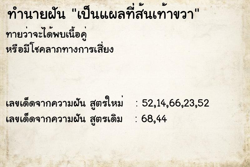 ทำนายฝันทำนายฝันเป็นแผลที่ส้นเท้าขวา