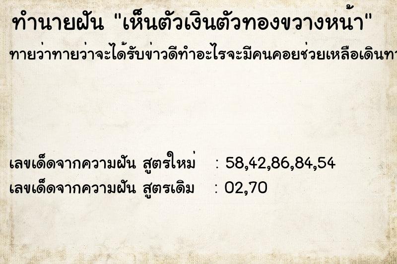 ทำนายฝันเห็นตัวเงินตัวทองขวางหน้า ทำนายฝันทำนายฝันเห็นตัวเงินตัวทองขวางหน้า