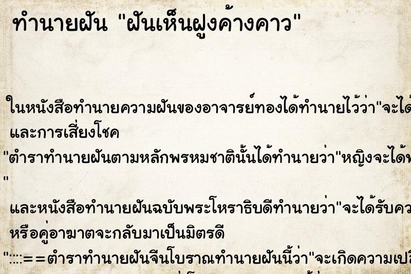 ทำนายฝันฝันเห็นฝูงค้างคาว ทำนายฝันทำนายฝันฝันเห็นฝูงค้างคาว