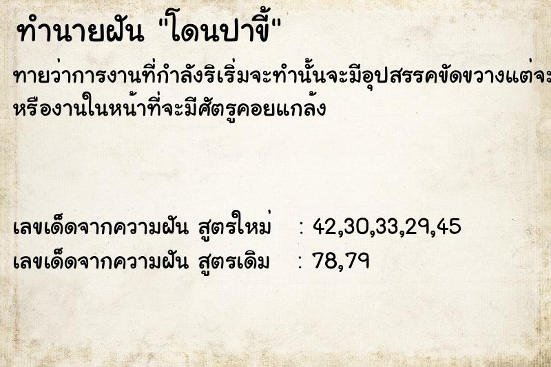 ทำนายฝันทำนายฝันโดนปาขี้