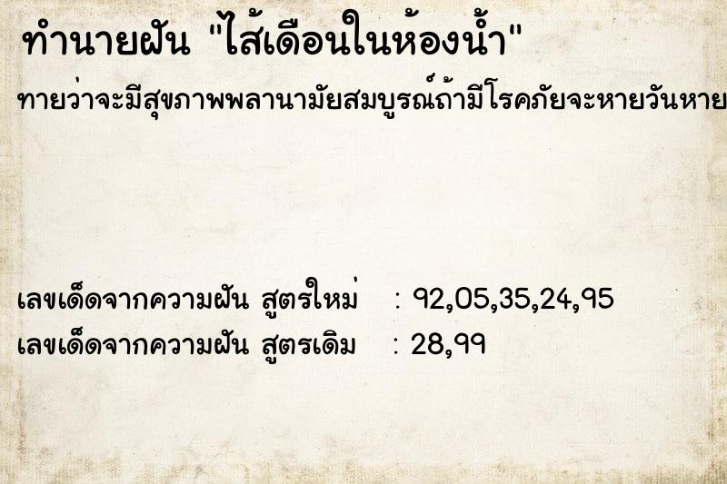 ทำนายฝันทำนายฝันไส้เดือนในห้องน้ำ