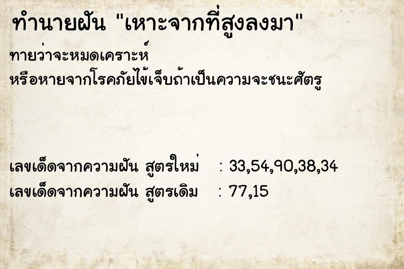 ทำนายฝันทำนายฝันเหาะจากที่สูงลงมา