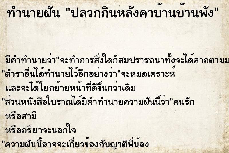 ทำนายฝัน ปลวกกินหลังคาบ้านบ้านพัง ตำราโบราณ แม่นที่สุดในโลก