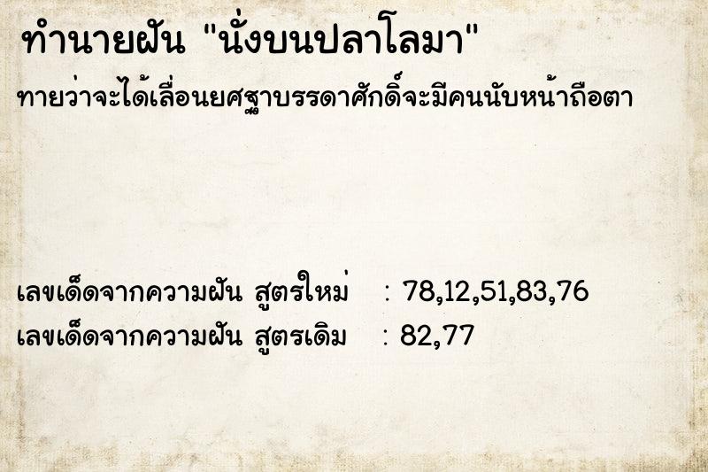 ทำนายฝันนั่งบนปลาโลมา ทำนายฝันทำนายฝันนั่งบนปลาโลมา