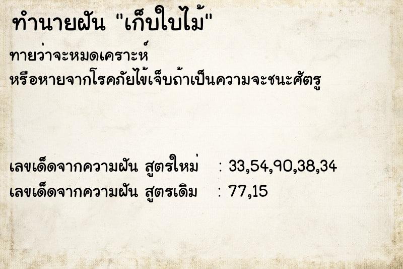 ทำนายฝัน เก็บใบไม้ ทำนายฝัน เก็บใบไม้
