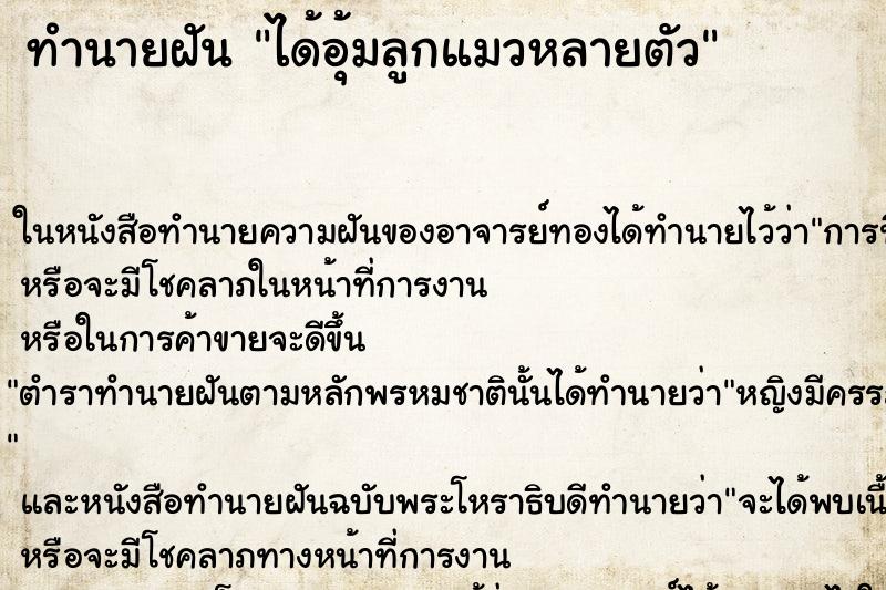 ทำนายฝัน ได้อุ้มลูกแมวหลายตัว