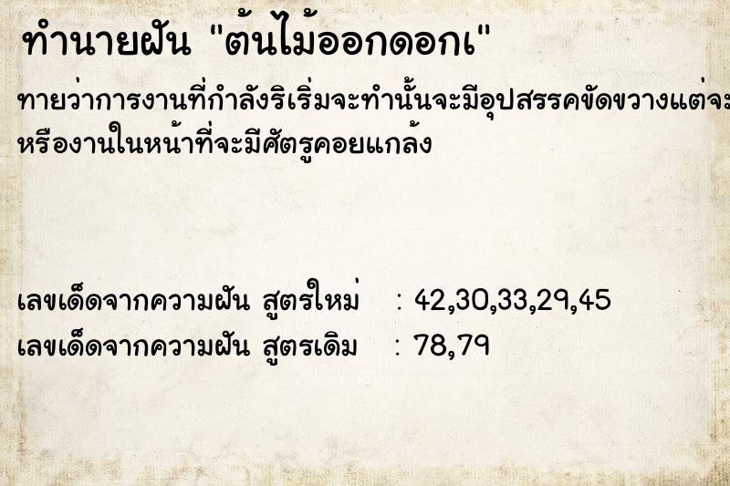 ทำนายฝัน ต้นไม้ออกดอกà ทำนายฝัน ต้นไม้ออกดอกà