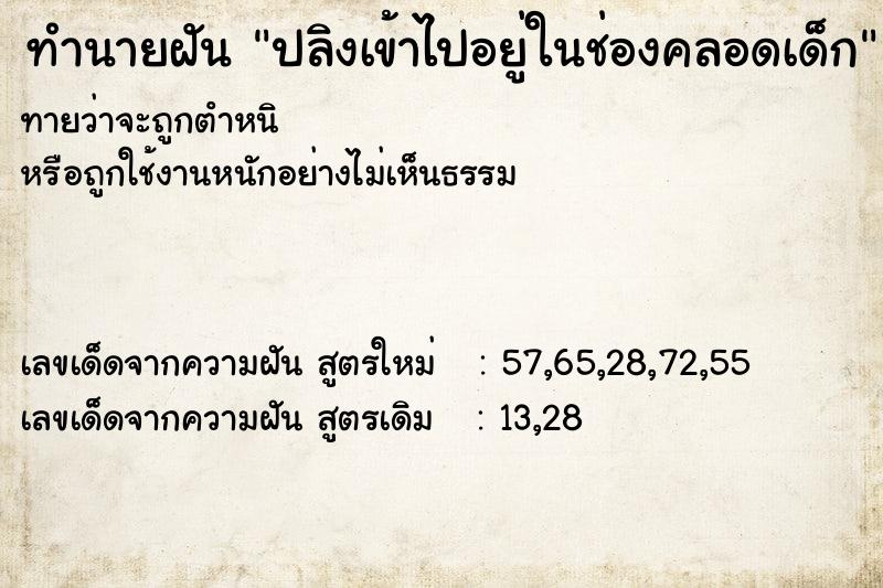 ทำนายฝันปลิงเข้าไปอยู่ในช่องคลอดเด็ก ทำนายฝันทำนายฝันปลิงเข้าไปอยู่ในช่องคลอดเด็ก